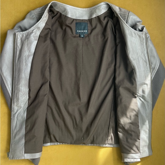 Trouvé Gray/Taupe Leather Jacket - Picture 5 of 16